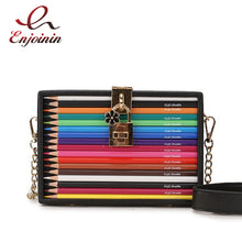 Load image into Gallery viewer, New Arrival Color Pencil Design Box Style Pu Ladies Party Clutch Bag Chain Purse Handbag For Women Crossbody Mini Messeng Bag