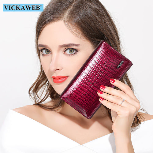 VICKAWEB Genuine Leather Small Wallet Women Wallets Alligator Short Purse Coins Hasp Girls Wallet Fashion Female Ladies Wallets