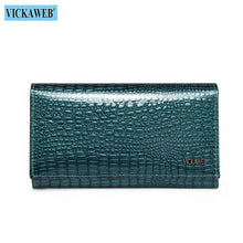 Load image into Gallery viewer, VICKAWEB Genuine Leather Small Wallet Women Wallets Alligator Short Purse Coins Hasp Girls Wallet Fashion Female Ladies Wallets