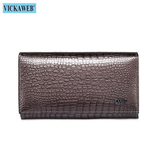 Load image into Gallery viewer, VICKAWEB Genuine Leather Small Wallet Women Wallets Alligator Short Purse Coins Hasp Girls Wallet Fashion Female Ladies Wallets