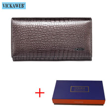 Load image into Gallery viewer, VICKAWEB Genuine Leather Small Wallet Women Wallets Alligator Short Purse Coins Hasp Girls Wallet Fashion Female Ladies Wallets