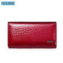 Load image into Gallery viewer, VICKAWEB Genuine Leather Small Wallet Women Wallets Alligator Short Purse Coins Hasp Girls Wallet Fashion Female Ladies Wallets