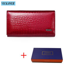 Load image into Gallery viewer, VICKAWEB Genuine Leather Small Wallet Women Wallets Alligator Short Purse Coins Hasp Girls Wallet Fashion Female Ladies Wallets