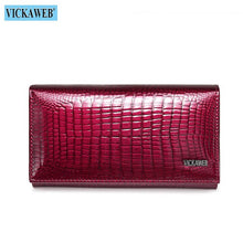 Load image into Gallery viewer, VICKAWEB Genuine Leather Small Wallet Women Wallets Alligator Short Purse Coins Hasp Girls Wallet Fashion Female Ladies Wallets