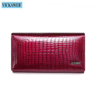 VICKAWEB Genuine Leather Small Wallet Women Wallets Alligator Short Purse Coins Hasp Girls Wallet Fashion Female Ladies Wallets