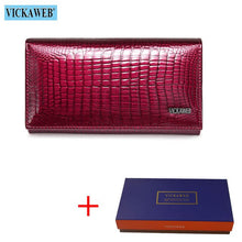 Load image into Gallery viewer, VICKAWEB Genuine Leather Small Wallet Women Wallets Alligator Short Purse Coins Hasp Girls Wallet Fashion Female Ladies Wallets