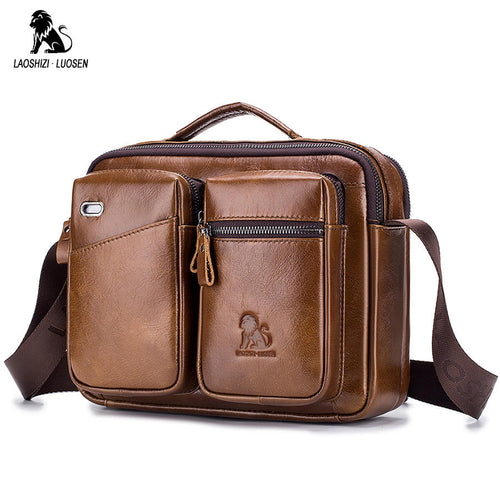 LAOSHIZI LUOSEN Messenger Bag Men Shoulder Bag Genuine Leather Business Male Crossbody Bags for Men Cross Body Bag Handbags New
